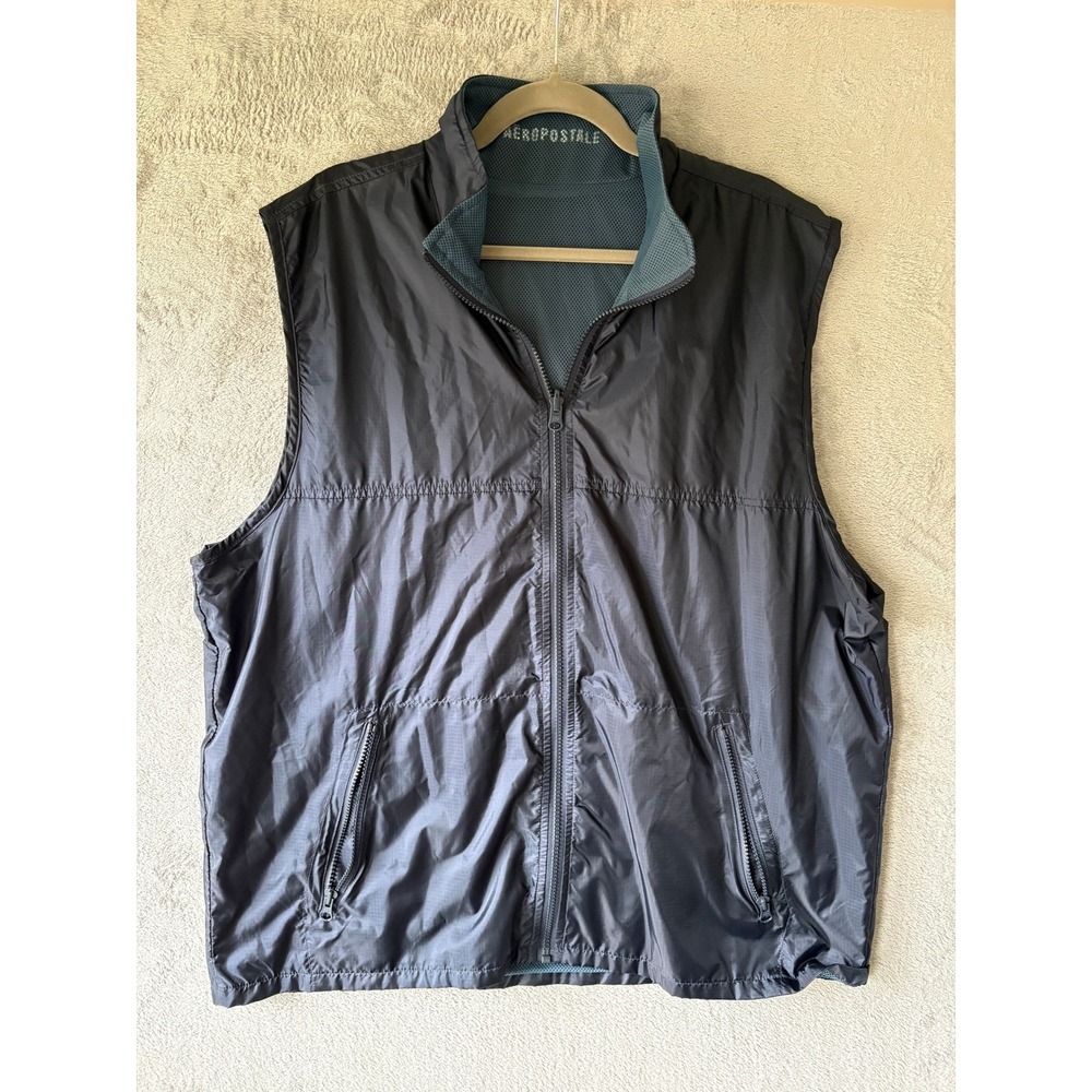 Vintage Y2K Aeropostale Reversible Vest XL Blue Mesh Ripstop Gorpcore NWT NOS - Picture 2 of 10